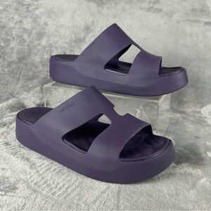 Crocs Getaway Platform Sandals Womens 10‎ Purple Strappy Slip On Open Back